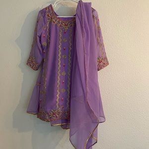 Etsy handmade Lavender Sharara Suit with embroidery work Size M